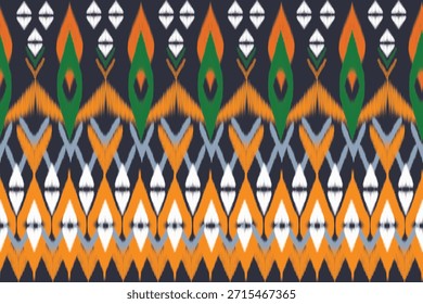 Seamless Ikat Pattern concept orange and white. Weaving seamless pattern Ikat style. Design for fashion texture, fabric, clothing, wrapping, carpet, wallpaper, retro, moroccan style, print ethnic Ikat