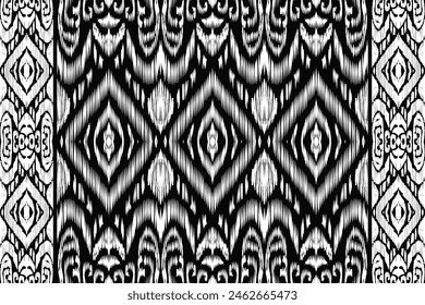 Seamless ikat pattern. embroidered concentric texture allover print block for printing fabric.seamless ornament. Colored lines on background. Handmade ethnic, tribal motifs. Vector illustration.