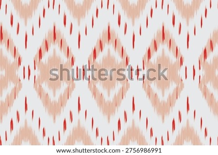 Seamless ikat pattern featuring traditional ethnic motifs with abstract ornamental shapes in warm earthy tones. This tribal-inspired textile design blends geometric symmetry with artistic brush textures, making it perfect for fabric printing, home decor, wallpaper, fashion, and modern surface pattern applications.