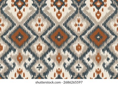 Nahtloses Kittemuster mit geometrischen Diamantmotiven in erdigen Tönen, traditionelles ethnisches Textildesign, perfekt für Stoff, Tapete, Umschlagpapier, Hausdekor, Mode und digitale Hintergründe.