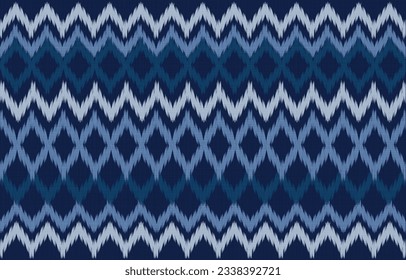 Seamless ikat pattern, geometric and tribal pattern on yellow background