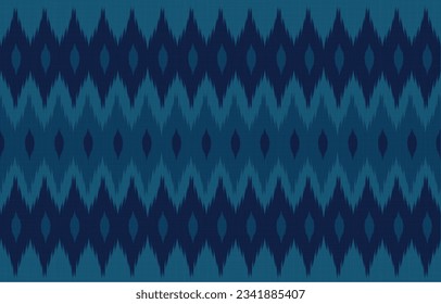 Patrón de ikat sin foco, patrón geométrico y tribal sobre fondo marino