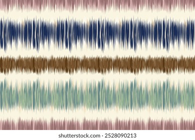 Seamless ikat pattern with horizontal stripes, perfect for textile designs, wallpapers, upholstery and ethnic inspired decor and crafts.