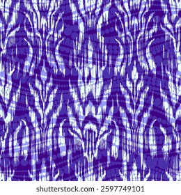 Seamless ikat pattern inspired by Uzbek traditional ornaments. Vibrant tribal textile design with geometric zigzag lines, perfect for wallpaper, fabrics, ethnic decor, and fashion prints.