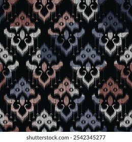 seamless ikat pattern on fabric textures background