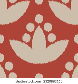 Patrón de ikat sin foco sobre fondo rojo.