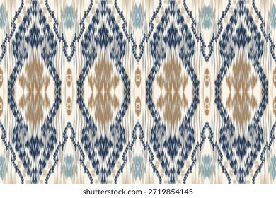 Seamless ikat pattern oriental  traditional design for background backdrop carpet wallpaper clothing batik fabric tribal textile vector illustration print embroidery motif style for decoration