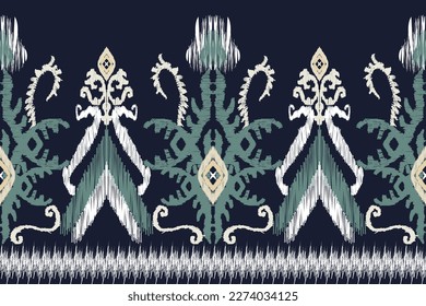 El patrón Ikat sin inconvenientes repite el diseño textil hecho a mano. patrón geométrico étnico estilo azteca, bordado, abstracto, vector, ilustración de diseño para textura, tela, impresión.