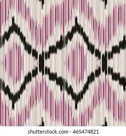 Seamless Ikat Pattern with rhombuses. Abstract  background for textile design, wallpaper, surface textures, wrapping paper.