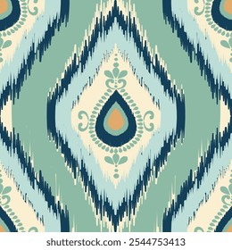 Seamless Ikat Pattern, Ikat Textile Design, Ikat Geometric Pattern, Ikat Fabric Design Inspired Pattern