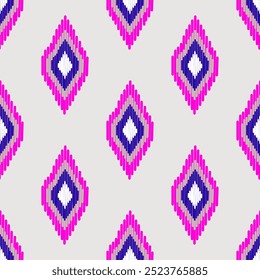 Seamless ikat pattern for textile, fabric, clothing, garment, printing, wallpaper, tile, carpet, home decor.