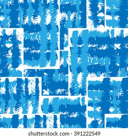 Seamless Ikat Pattern  in traditional classic blue colors. Abstract background for textile design, wallpaper, surface textures