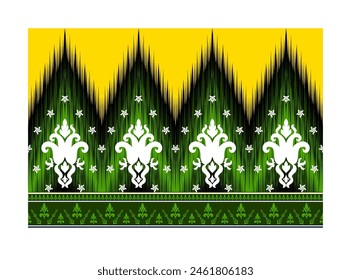 Nahtloses Ikat-Muster, traditioneller Stil, Indisch, Folk, Vintage, Design für Stoff, Textil, Verpackung, Teppich, Vorhang, Bildschirmhintergrund und Hintergrund. 