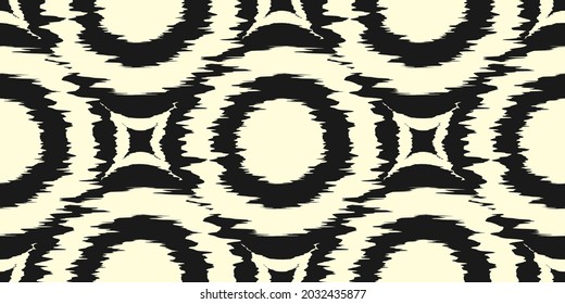 Seamless ikat pattern, Vector circle shape design for decoration background.