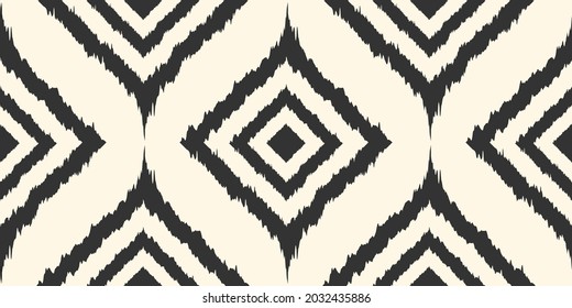 Seamless ikat pattern, Vector square frame design for decoration background.