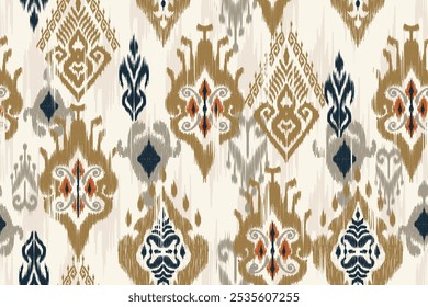 Padrões de ikat sem costura que combinam bordados geométricos tribais, indígenas e astecas. Perfeito para arte gráfica, design de tapete, papel de parede, embrulho de presente e roupas.