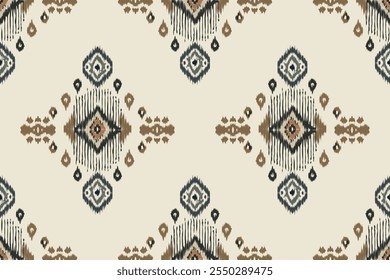 Nahtlose IKAT-Muster, die Stammes-, indigene und aztekische geometrische Stickerei kombinieren. Perfekt für Grafik, Teppichdesign, Tapeten, Geschenkverpackungen und Kleidung.