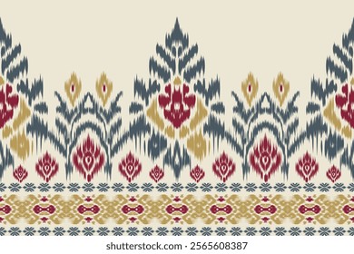 Seamless ikat patterns that combine tribal, indigenous and Aztec geometric embroidery. Perfect for graphic art, rug design, wallpaper, gift wrapping and clothing.