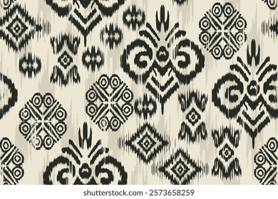 Seamless ikat patterns that combine tribal, indigenous and Aztec geometric embroidery. Perfect for graphic art, rug design, wallpaper, gift wrapping and clothing.