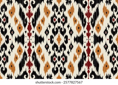 Seamless ikat patterns that combine tribal, indigenous and Aztec geometric embroidery. Perfect for graphic art, rug design, wallpaper, gift wrapping and clothing.