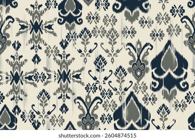Seamless ikat patterns that combine tribal, indigenous and Aztec geometric embroidery. Perfect for graphic art, rug design, wallpaper, gift wrapping and clothing.