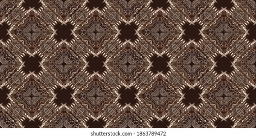 Seamless ikat squares ethnic pattern vector