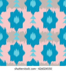 Seamless ikat textile pattern .Geometric abstract shapes . 