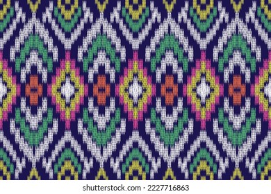 Seamless Ikat traditional pattern.Ethnic aztec ornament boho style. Geometric Navajo American oriental vector illustration. Embroidery pattern, design for Using in fashion and fabric printing business