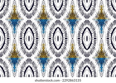 Seamless Ikat traditional pattern.Ethnic ornament boho style. Geometric Navajo American oriental vector illustrations. Embroidery pattern, design for Using in fashion and fabric printing business.