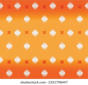 seamless ikat and tribal pattern on orange gradient background