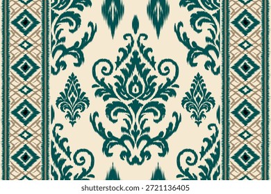 Padrões tribais de Ikat sem costura, bordados folclóricos e motivos geométricos astecas do México são perfeitos para design gráfico, design de tapetes, papel de parede, papel de embalagem e vestuário.
