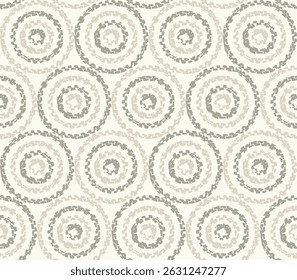 Seamless ikat wind effect  and mandala geometrical beige and gray texture background pattern for textile, wallpaper, printing, dress, systems