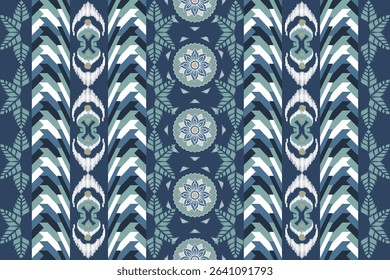 Seamless Ikat-inspired ethnic textile patterns with tribal and geometric motifs. Suitable for fashion, fabric printing, home decor, and digital backgrounds. Rich in cultural and boho style, perfect fo