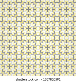 Seamless illuminating yellow and ultimate gray cross pattern. wallpaper, fabric, packaging paper, print