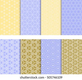 Seamless illusion cube patterns set. Vector illustration. Texture for design wallpaper, pattern fills, web page, banner, flyer. Geometry ornament