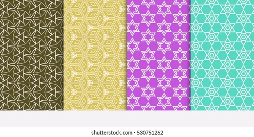 Seamless illusion cube patterns set. Vector illustration. Texture for design wallpaper, pattern fills, web page, banner, flyer. Geometry ornament