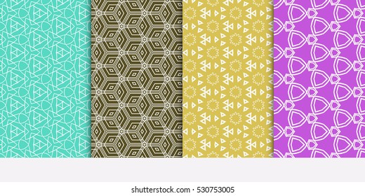 Seamless illusion cube patterns set. Vector illustration. Texture for design wallpaper, pattern fills, web page, banner, flyer. Geometry ornament