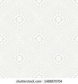Seamless illusion geometric pattern. White and gray distorted texture. Repeatable creative shapes. Unusual symmetry design - endless background