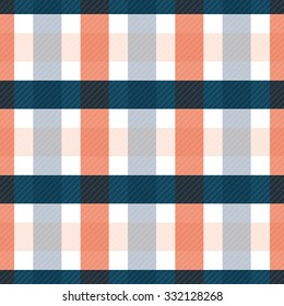 Seamless illustrated blue, red and white check pattern