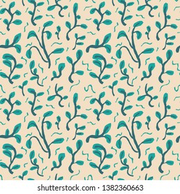 A seamless illustrated flower and leaf pattern
