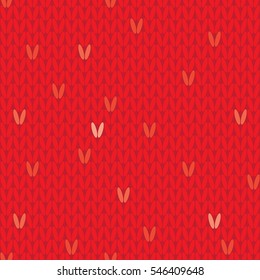 Seamless illustrated knitted pattern in red