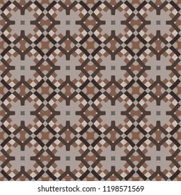Seamless illustrated pattern made of abstract elements in beige and different shades of brown