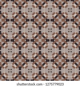 Seamless illustrated pattern made of abstract elements in beige and different shades of brown