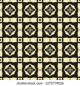Seamless illustrated pattern made of abstract elements in beige and black