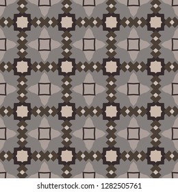 Seamless illustrated pattern made of abstract elements in beige and different shades of brown