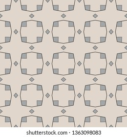 Seamless illustrated pattern made of abstract elements in beige, light blue and gray