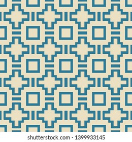 Seamless illustrated pattern made of abstract elements in beige and turquoise