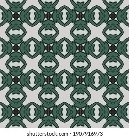 Patrón ilustrado sin soldadura de elementos abstractos en gris claro, negro y tonos verdes