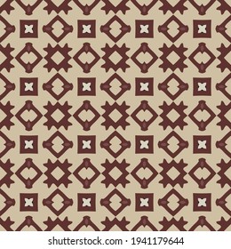 Seamless illustrated pattern made of abstract elements in beige, brown and black