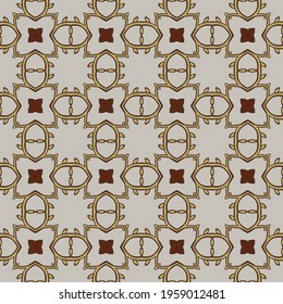 Seamless illustrated pattern made of abstract elements in beige, yellow and shades of brown